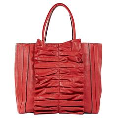 Red Dolce & Gabbana Ruffled Leather Tote Bag