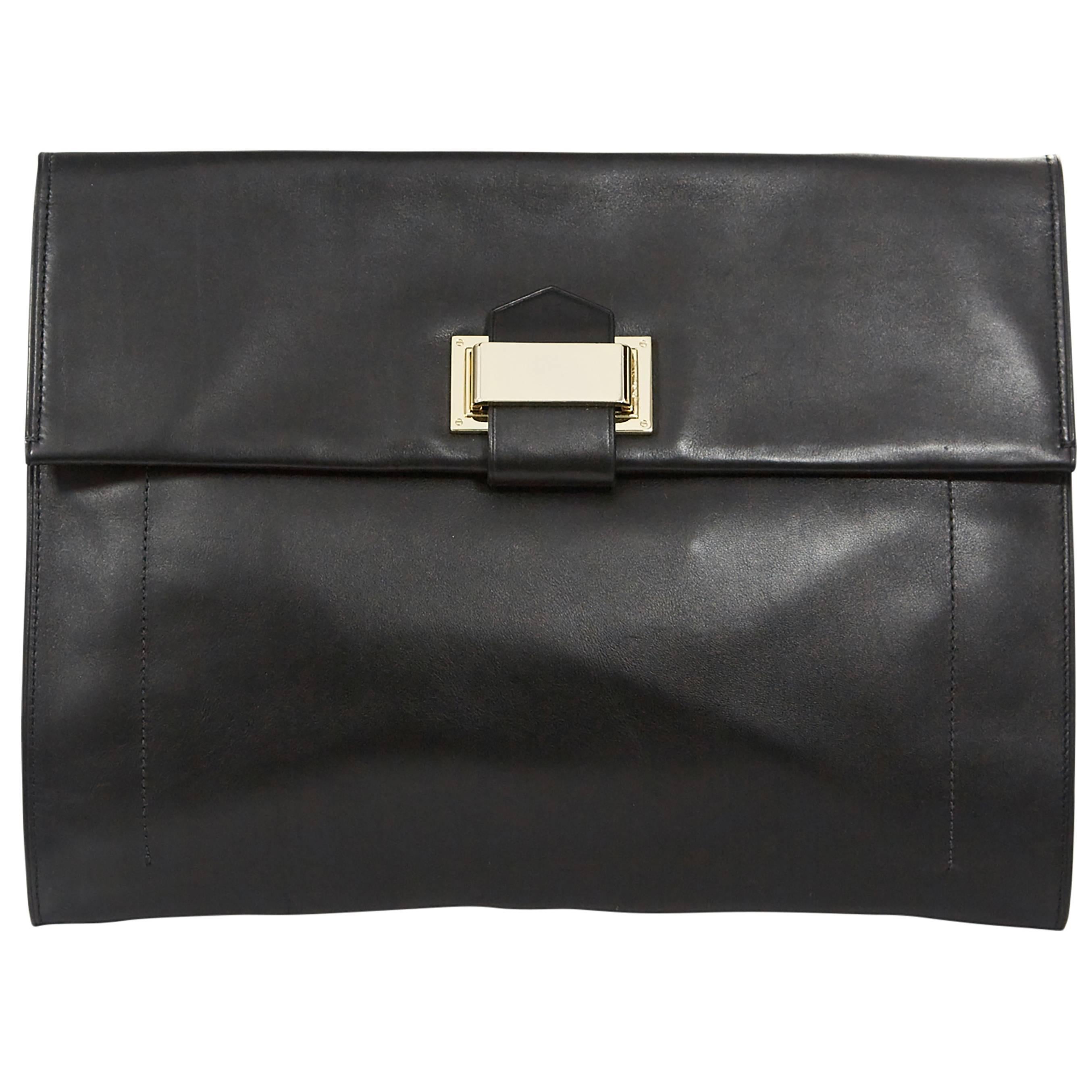 Black Reed Krakoff Leather Oversized Clutch