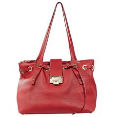 Red Jimmy Choo Leather Tote Bag