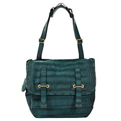 Teal Yves Saint Laurent Alligator-Embossed Leather Bag