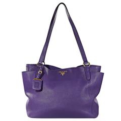 Purple Prada Leather Vitello Daino Tote Bag