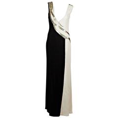 Black & White Oscar de la Renta Column Gown
