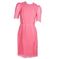Hot Pink Lanvin Textured Sheath Dress