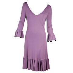 Purple Celine Ruffle-Trimmed Dress