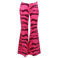 Moschino S/S 2000 Vibrant Pink Leopard Print Flare Trousers   