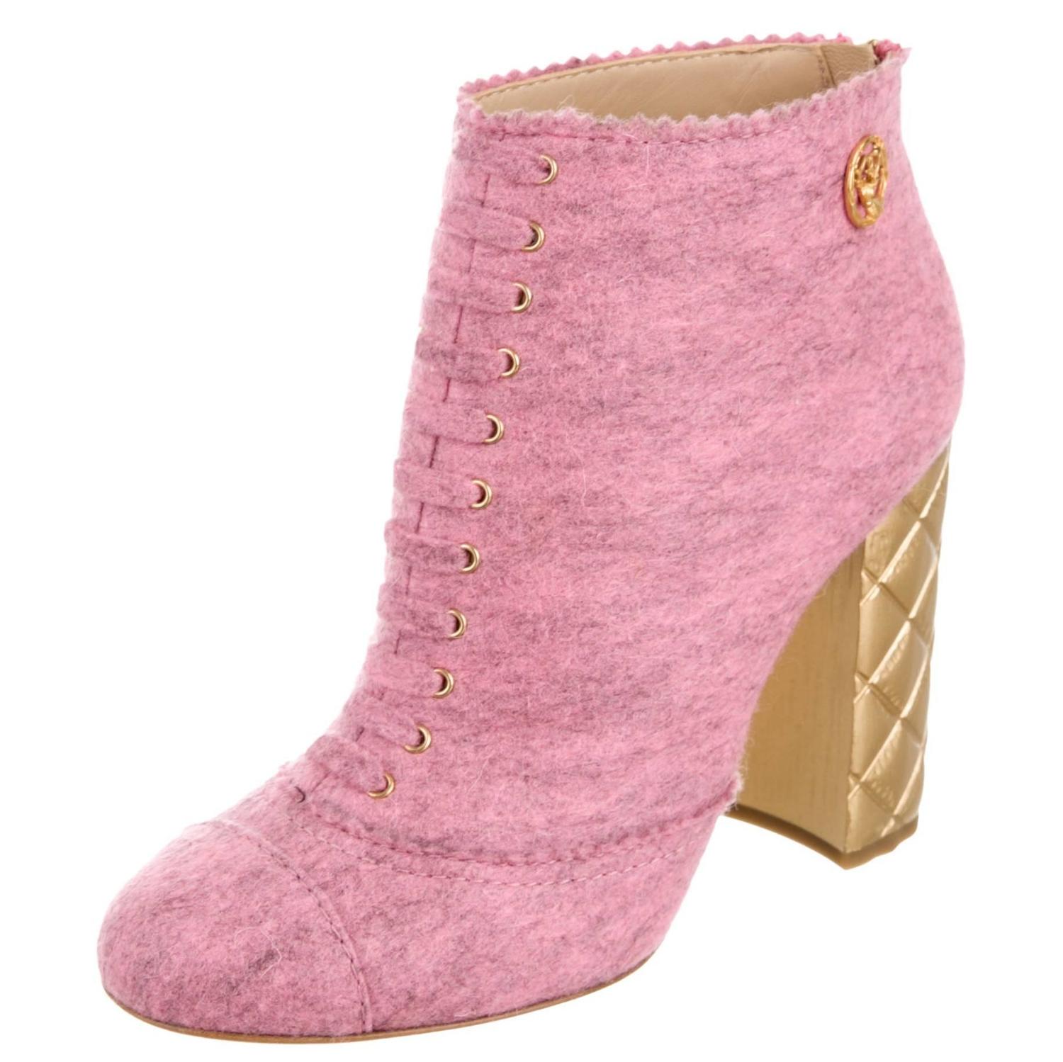 chanel pink boots