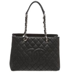 Chanel Black Quilted Caviar Leather Grand Shopper Tote GST Handbag