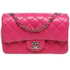 Chanel Pink Quilted Lambskin Mini Classic Flap Shoulder Handbag