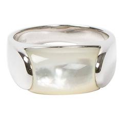 Tronchetto Ring White Gold Mother Of Pearl