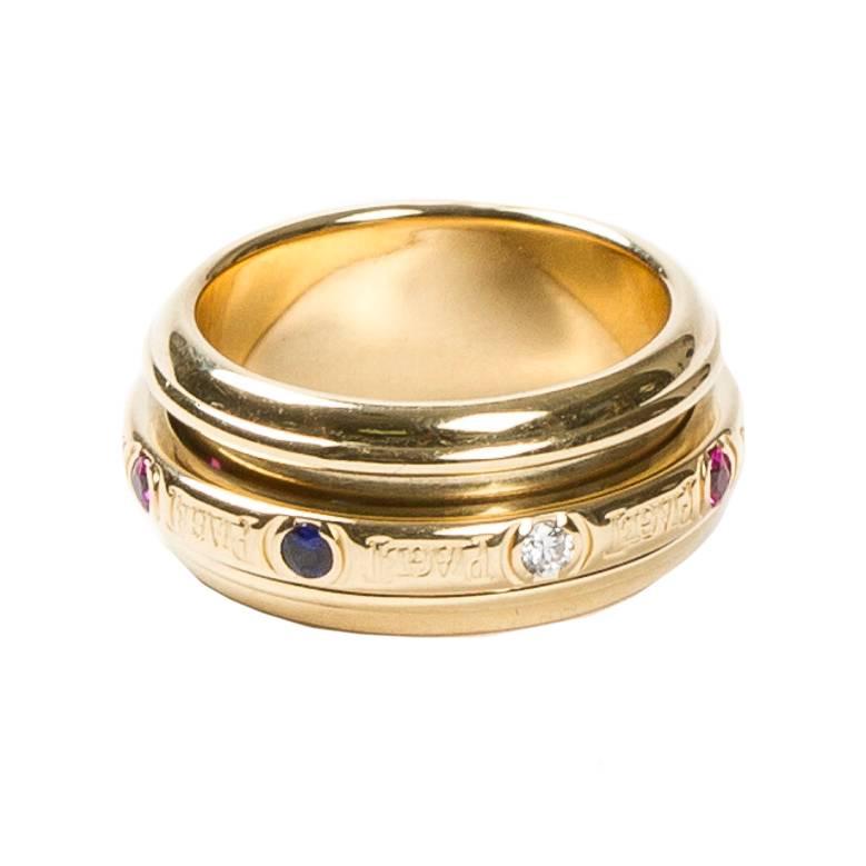Multicolored Stones Gold Possession Ring 