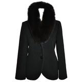 Pierre Cardin "Boutique" Black Wool Accented with Fox Collar Evening Jacket