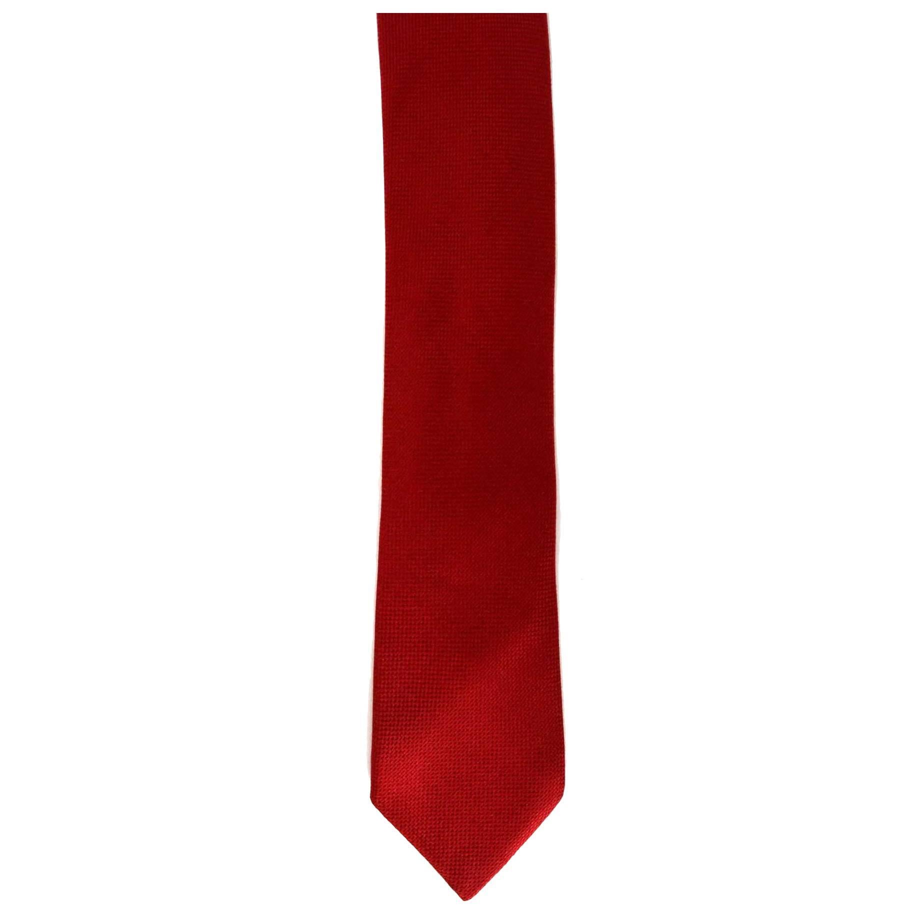 Hermes Red Woven Silk Tie