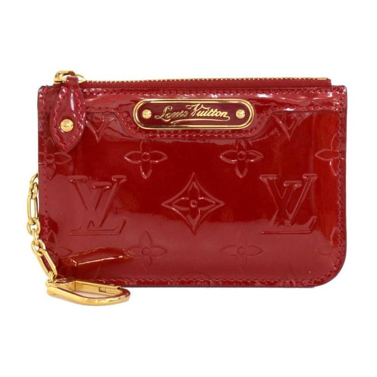 Louis Vuitton Pochette Cles Red Pomme D'mour Vernis Leather Coin Case ...