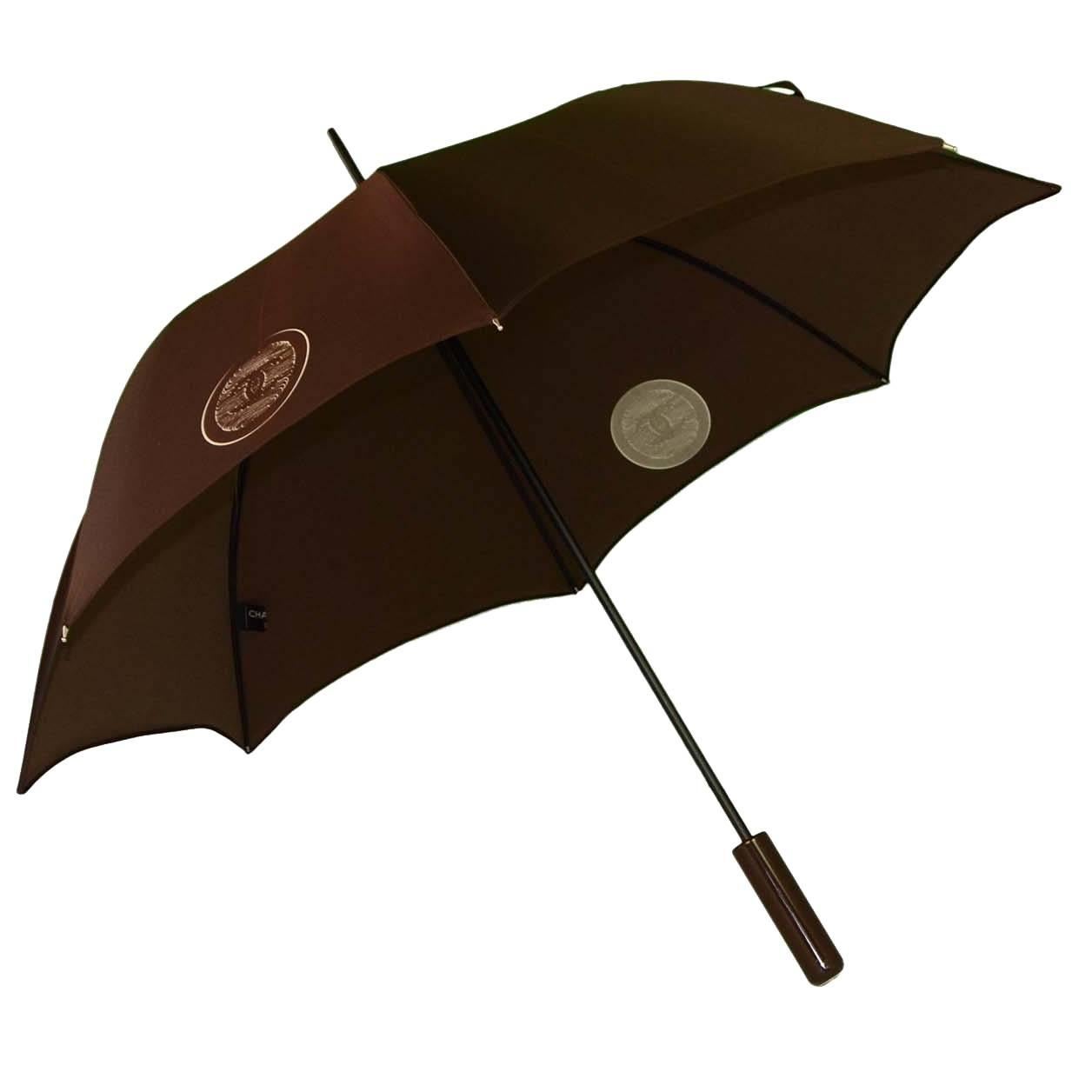 Chanel Large Brown & White Umbrella