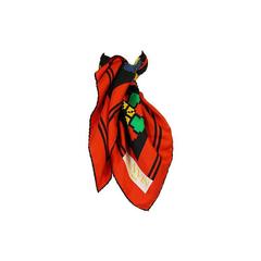 Vintage Red Geometric Print Lanvin Silk Scarf 11