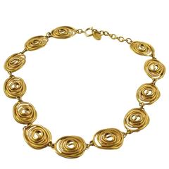 Balenciaga Vintage Gilt Metal Choker Necklace Wired Spiral Design 11
