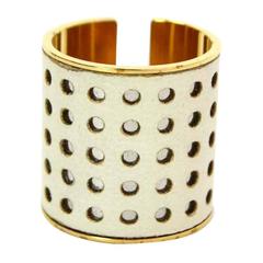 Louis Vuitton Leather and Goldtone Perforated Skin Ring Sz 9