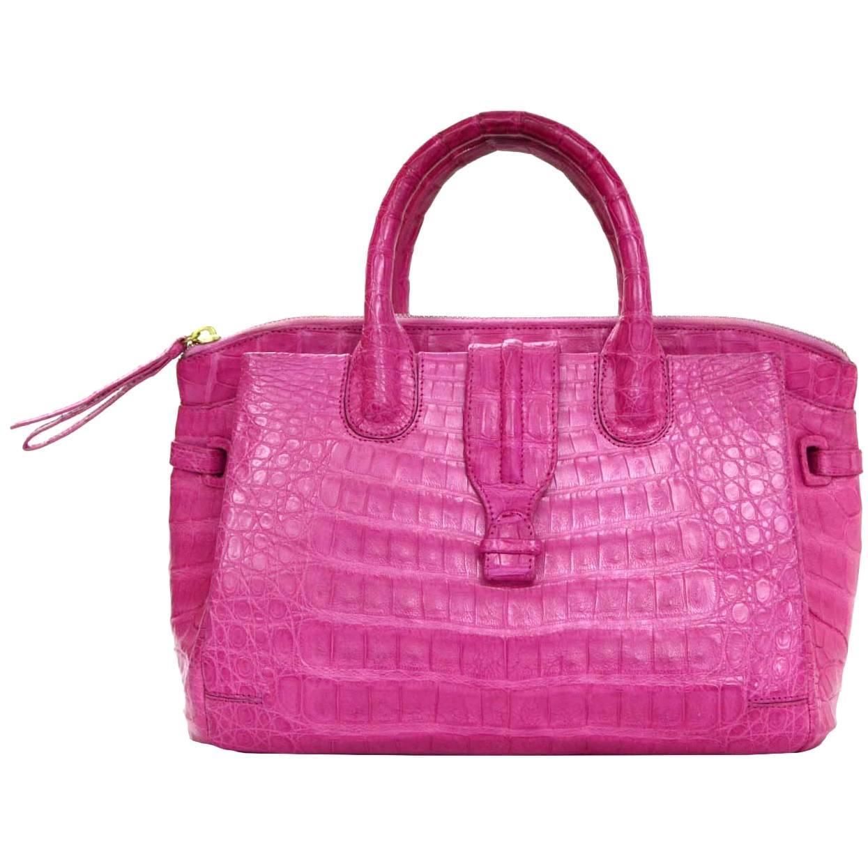 Nancy Gonzalez 2016 Pink Small Cristina Crocodile Handle Bag rt 2,950