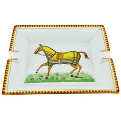 Vintage Hermes Large Equestrian Porcelain Cigar Ashtray Pin Tray