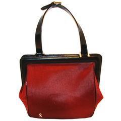 Vintage Cranberry "Pony" Handbag with Convertible Shoulder Strap by Roberta di Camerino