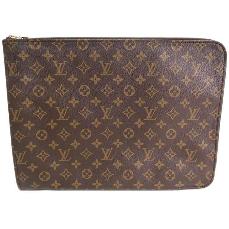 Louis Vuitton Monogram Men&#39;s Carryall Attache LapTop Tech Clutch Briefcase Bag at 1stdibs