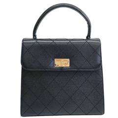 Chanel Schwarz Kaviar Leder Gold Kelly Style Box Top Handle Satchel Bag in Box
