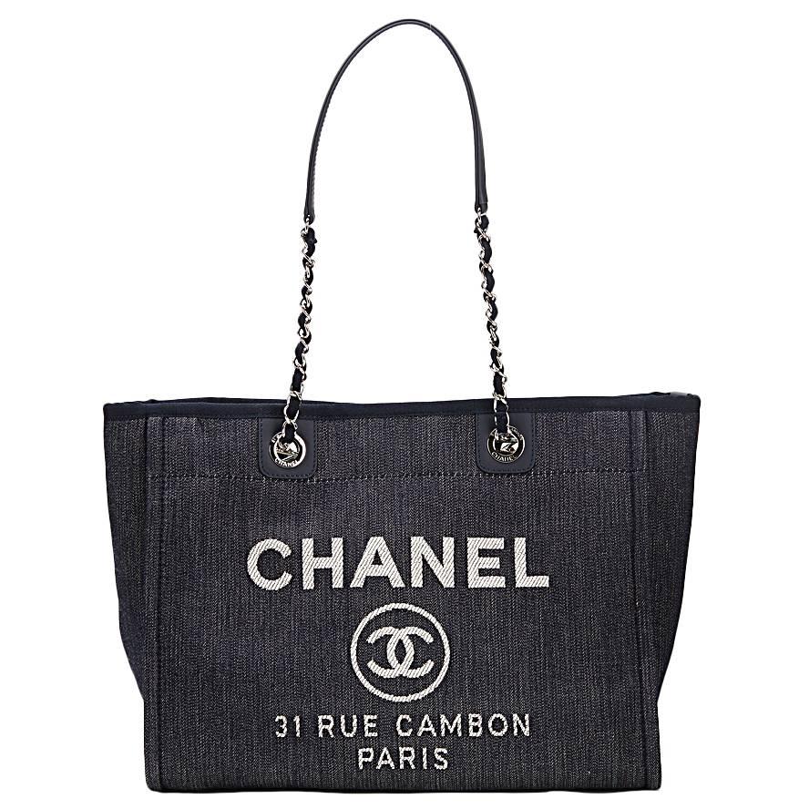 2015 Chanel Blue Denim Small Deauville Tote
