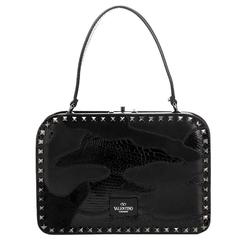 2012 Valentino Black Python, Leather & Ponyhair Rockstud 'Noir' Frame Bag