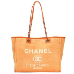2015 Chanel Orange Canvas Small Deauville Tote
