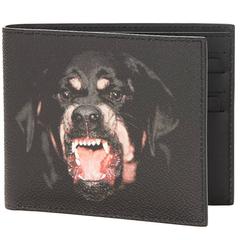2014 Givenchy Black Coated Canvas Rottweiler Classic Single Bill Wallet