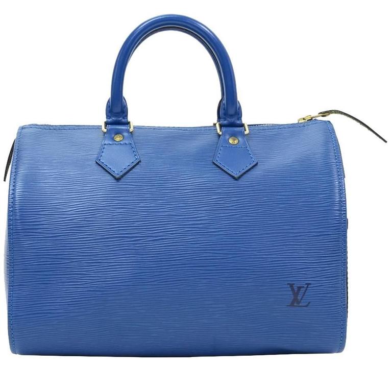 1995 Louis Vuitton blue leather handbag hand bag purse photo vintage print  ad