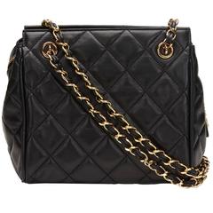 1990's Chanel Black Quilted Lambskin Vintage Timeless Shoulder Bag