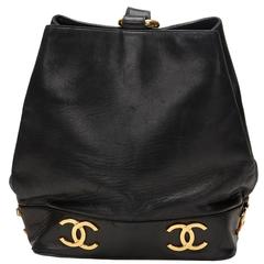 Chanel Black Lambskin Vintage Bucket Bag, 1990s 