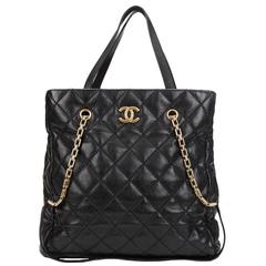 2011 Chanel Black Quilted Calfskin Portobello Tote