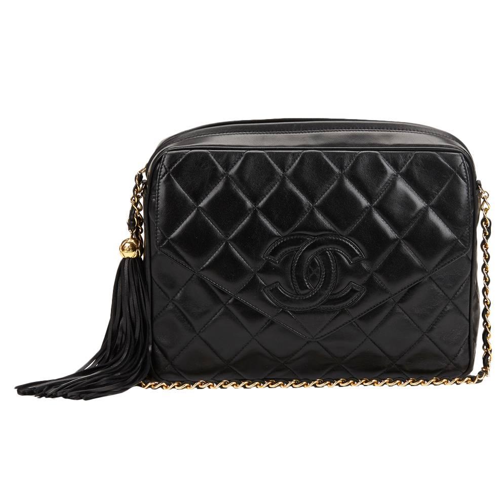 1990
s Chanel Black Quilted Lambskin Vintage Camera Bag