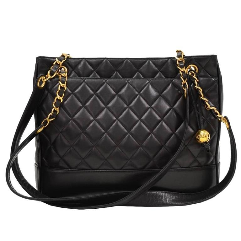 1990's Chanel Black Quilted Lambskin Vintage Timeless Shoulder Bag at ...