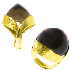 Mateo/Brown Dune Ring in Yellow Gold and Smoky Quartz