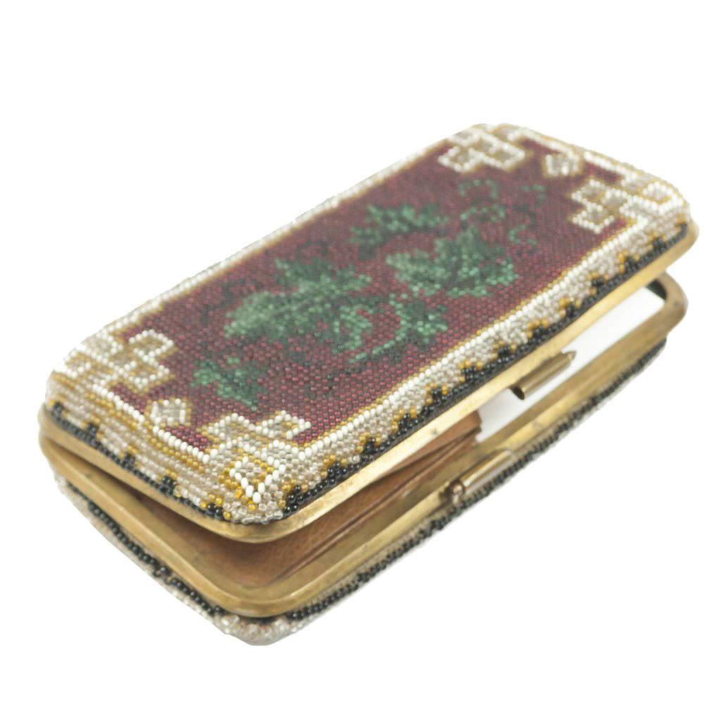 1850-1859s Victorian Microbeads Cigar Holder / Business Cards Holder  For Sale