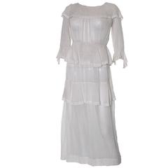 Antique White Layered Cotton Edwardian Day Dress