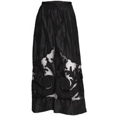 Edwardian Silk & Net Embroidered Black Skirt 6