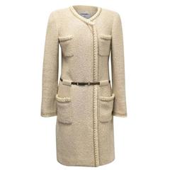 Chanel Beige Wool and Silk Tweed Coat 2