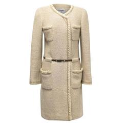 Chanel Beige Wool and Silk Tweed Coat