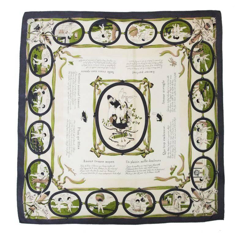 Rare Hermes "Les amours" scarf of 1947