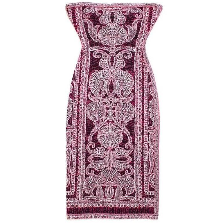 Herve Leger Bandeau Bodycon Printed Dress For Sale at 1stDibs