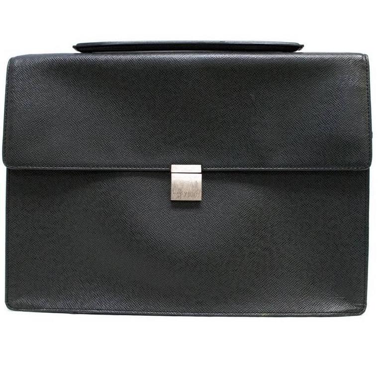 Louis Vuitton Black Briefcase With Single Silver Clasp at 1stdibs