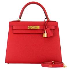 Hermes "Kelly" Bag II 28 Epsom Leather Q5 Rouge Casaque Color GHW 2017