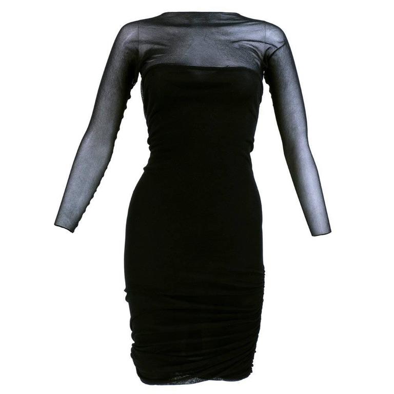 80s Giorgio Sant Angelo Black Body Con Stretch Knit Dress For Sale at ...
