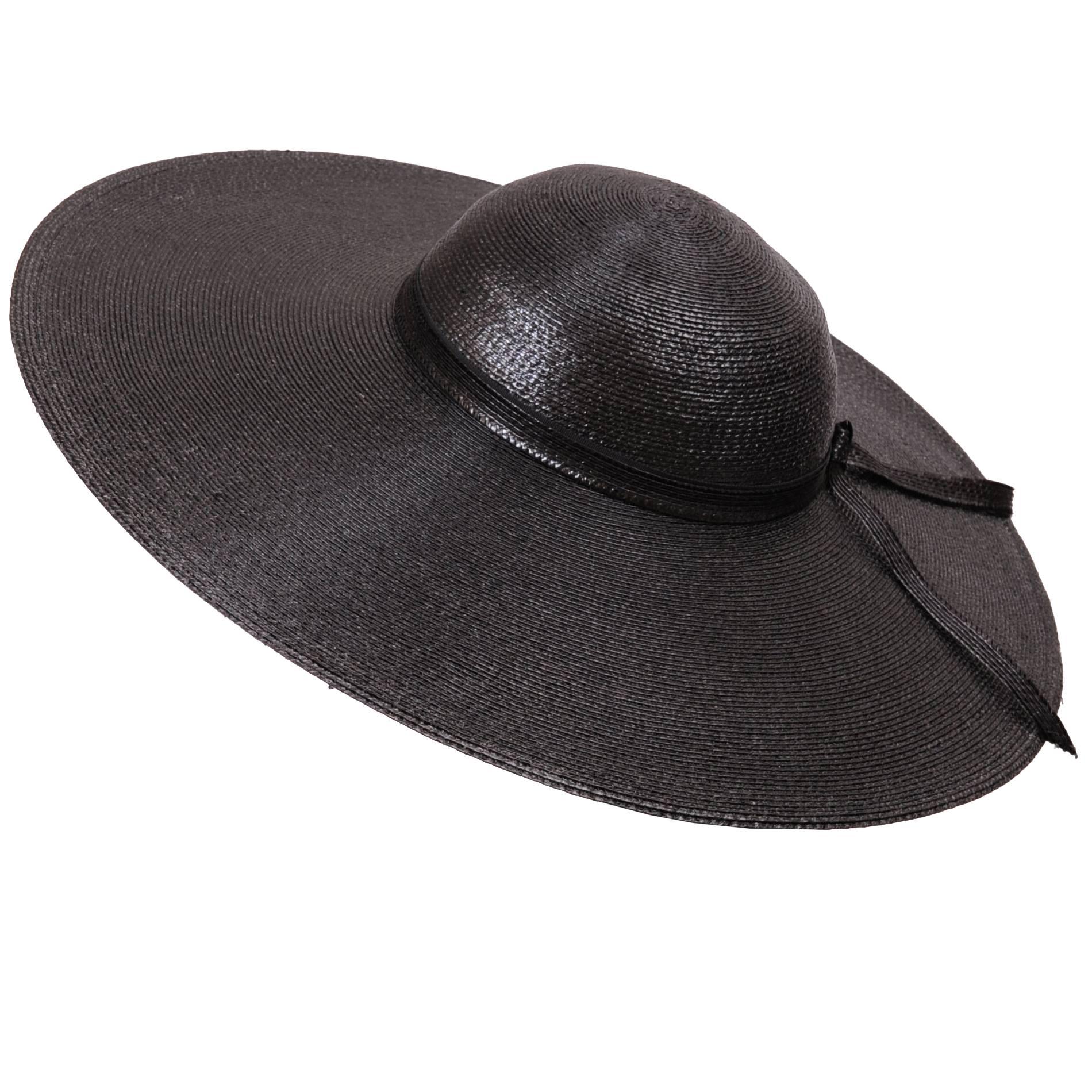 Nan Duskin Wide Brimmed Hat Lacquered Black Straw 