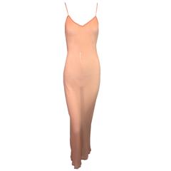 S/S 1997 Dolce & Gabbana Nude Sheer Silk Slip Dress 42 XS/S 9
