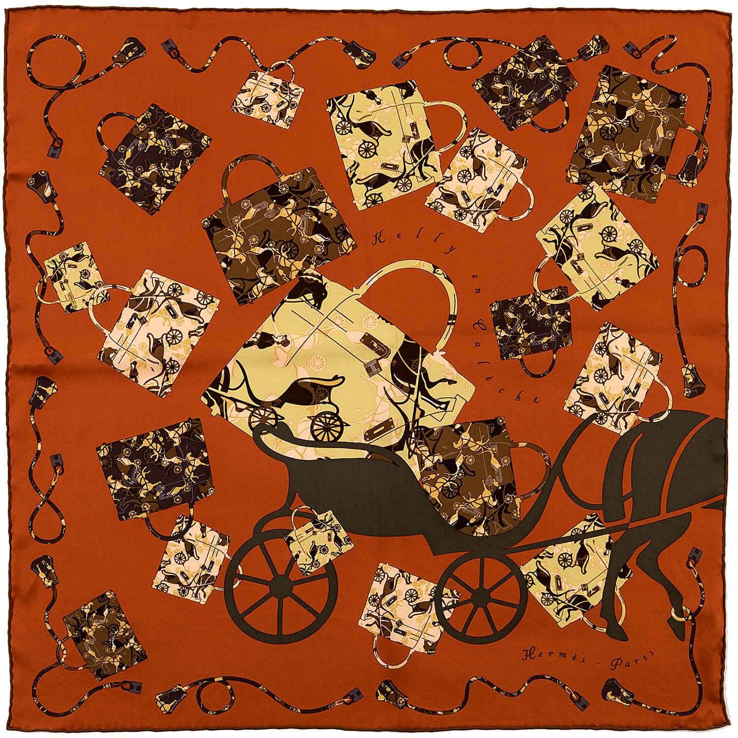 Tres Chic Hermes Silk Scarf 'Kelly en Caleche' by Cyrille Diatkine For Sale